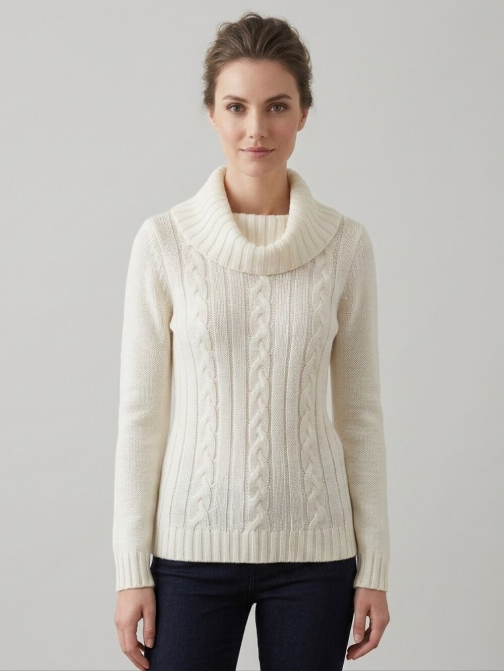 Cowl Neck Cream Sweater